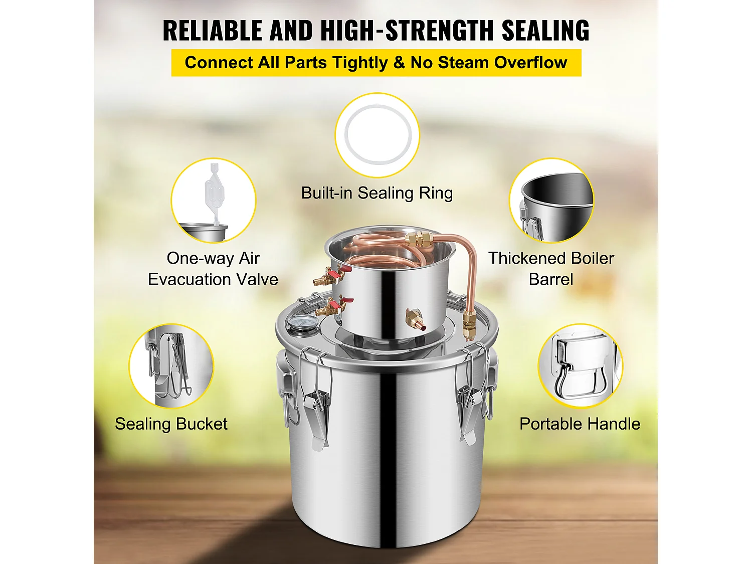 Distillatore di Alcool SucceBuy, 36 L, Produzione di Whisky, Pompa dell'Acqua, per Organizare Riunioni Familiari e Feste Festive