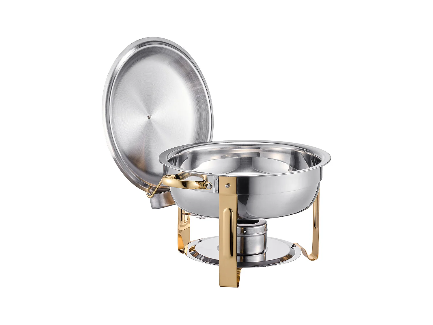 Aquecedores de Alimentos SucceBuy Conjunto de 4 Aquecedores Redondos para Buffet, 4.7 L, Aço Inoxidável, com 4 Taças de Grande Capacidade, Tampa e Pinças