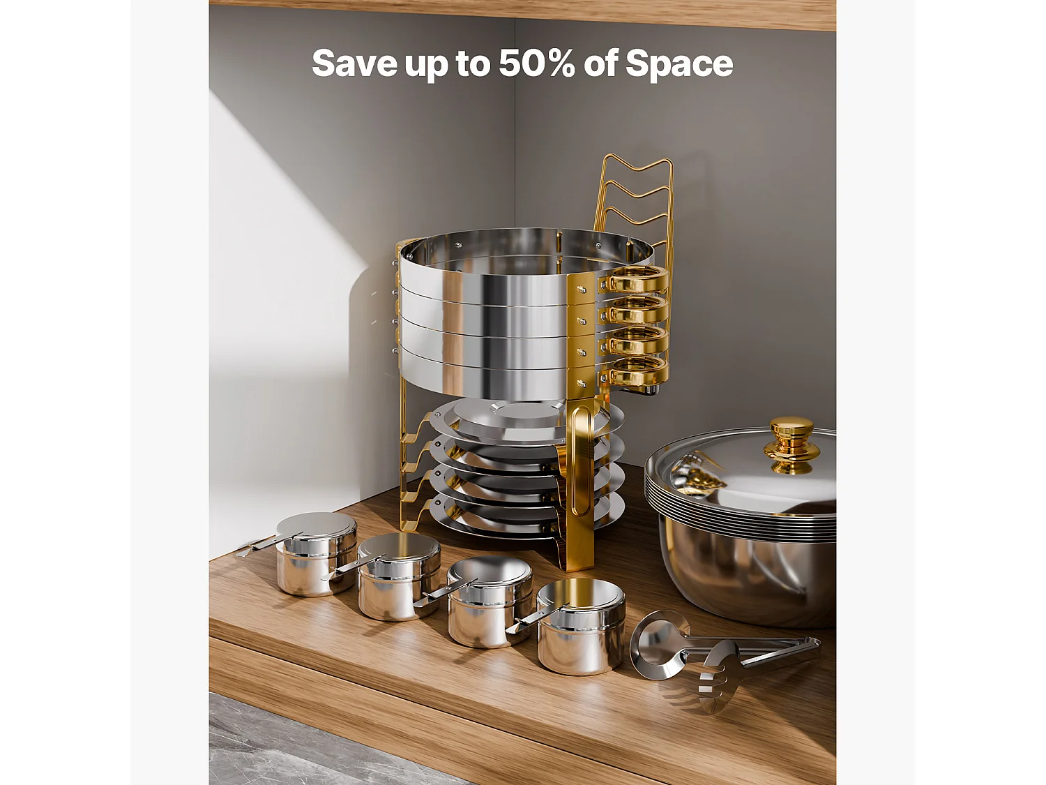 Chauffe-Plats SucceBuy Chauffe-Plat Buffet Rond Lot de 4 Pièces 4.7 L en Acier Inoxydable, avec 4 Bacs de Grande Capacité, Couvercle et Pince