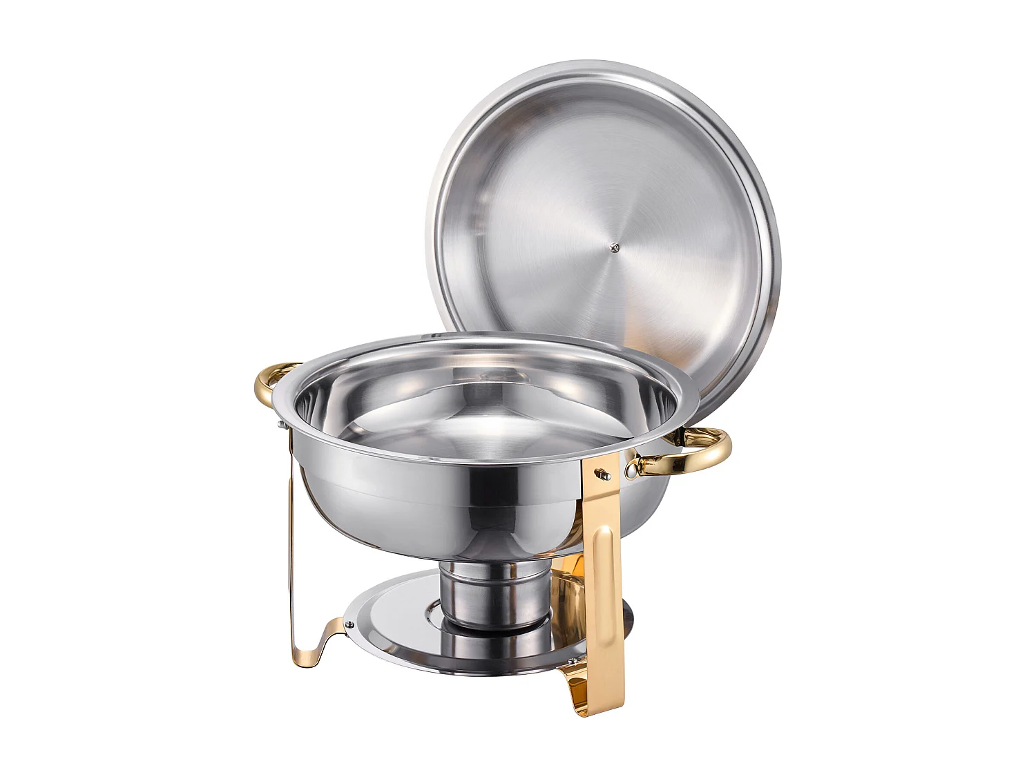 Chauffe-Plats SucceBuy Chauffe-Plat Buffet Rond Lot de 4 Pièces 4.7 L en Acier Inoxydable, avec 4 Bacs de Grande Capacité, Couvercle et Pince