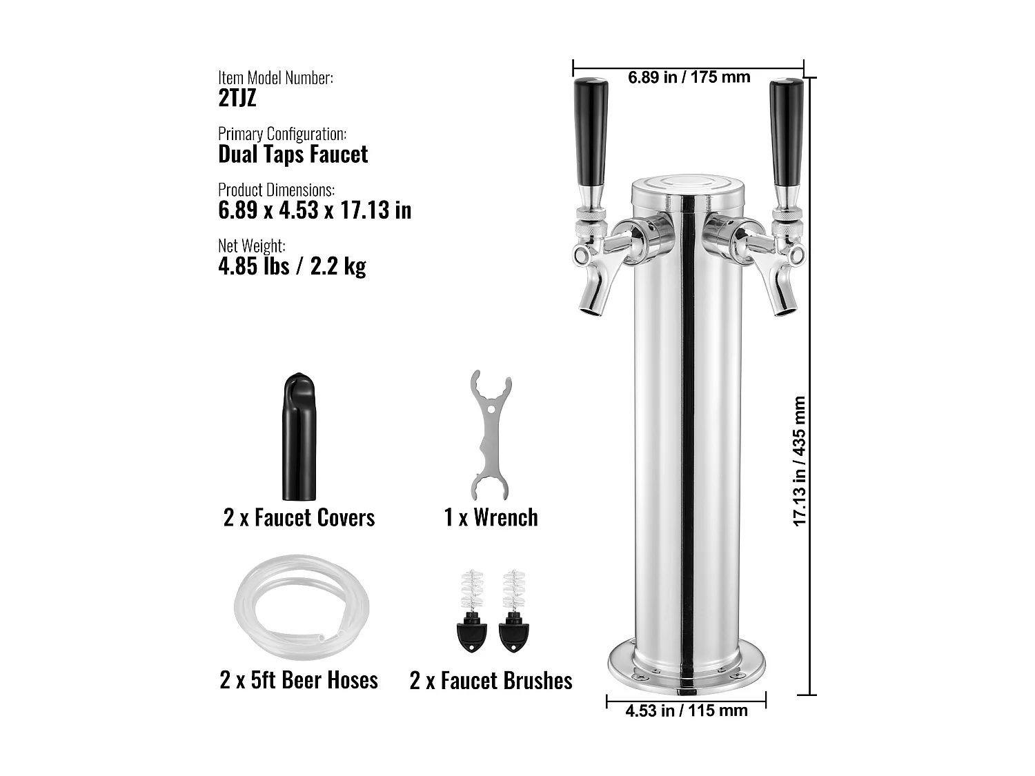 Colonne à Bière SucceBuy, à Double Robinet, Inox et Fermeture Automatique, pour Fêtes et Bars