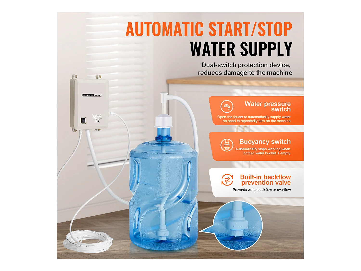 Système de Pompe de Distribution d’Eau SucceBuy, Distributeur d'Eau électrique, 3,78 l/min, 35W