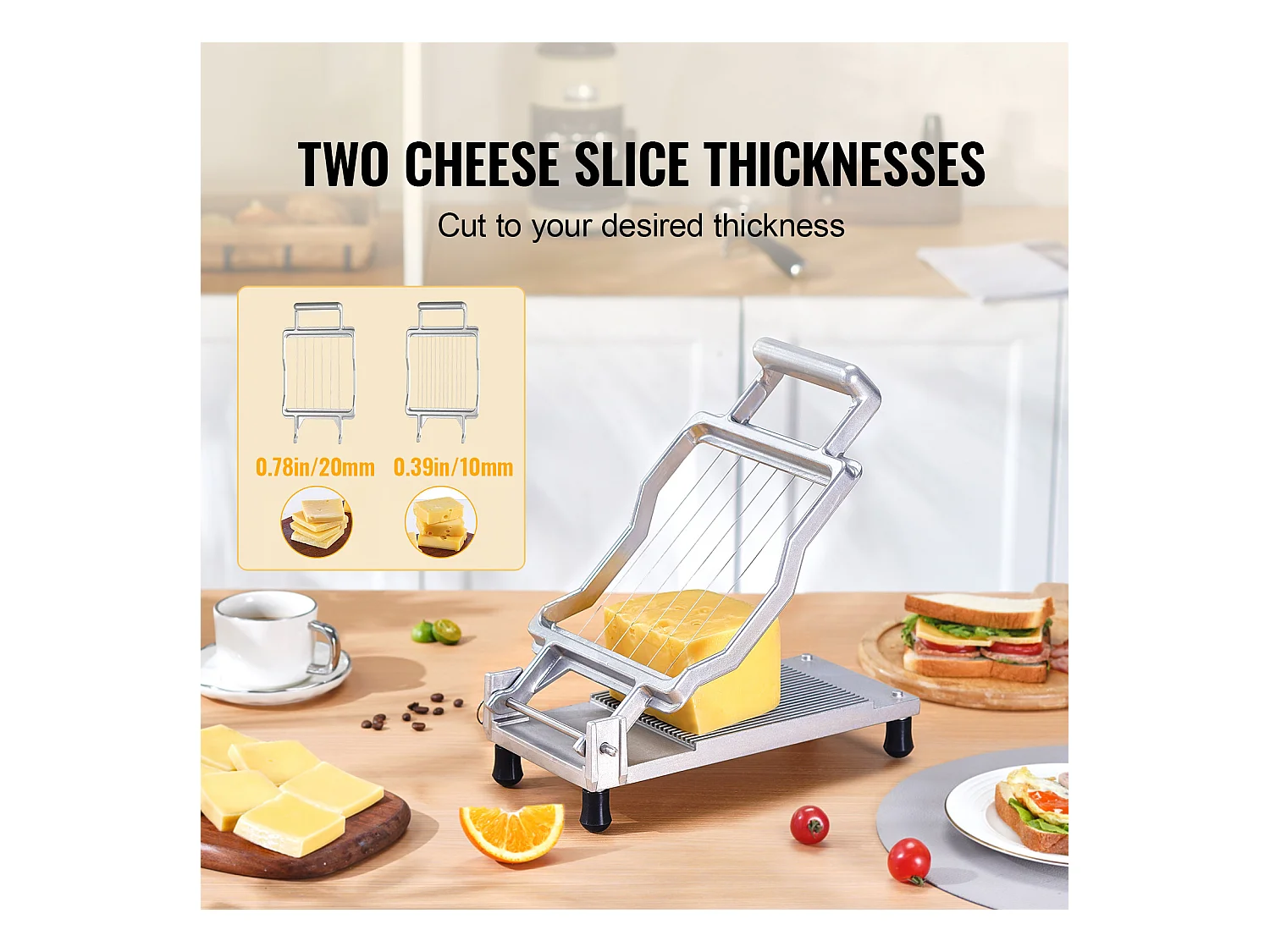 Trancheuse SucceBuy Coupe-Fromage 1cm et 2 cm, Fil, Fromage, Cuisine, 0 V, Alliage d'Aluminium, Argent