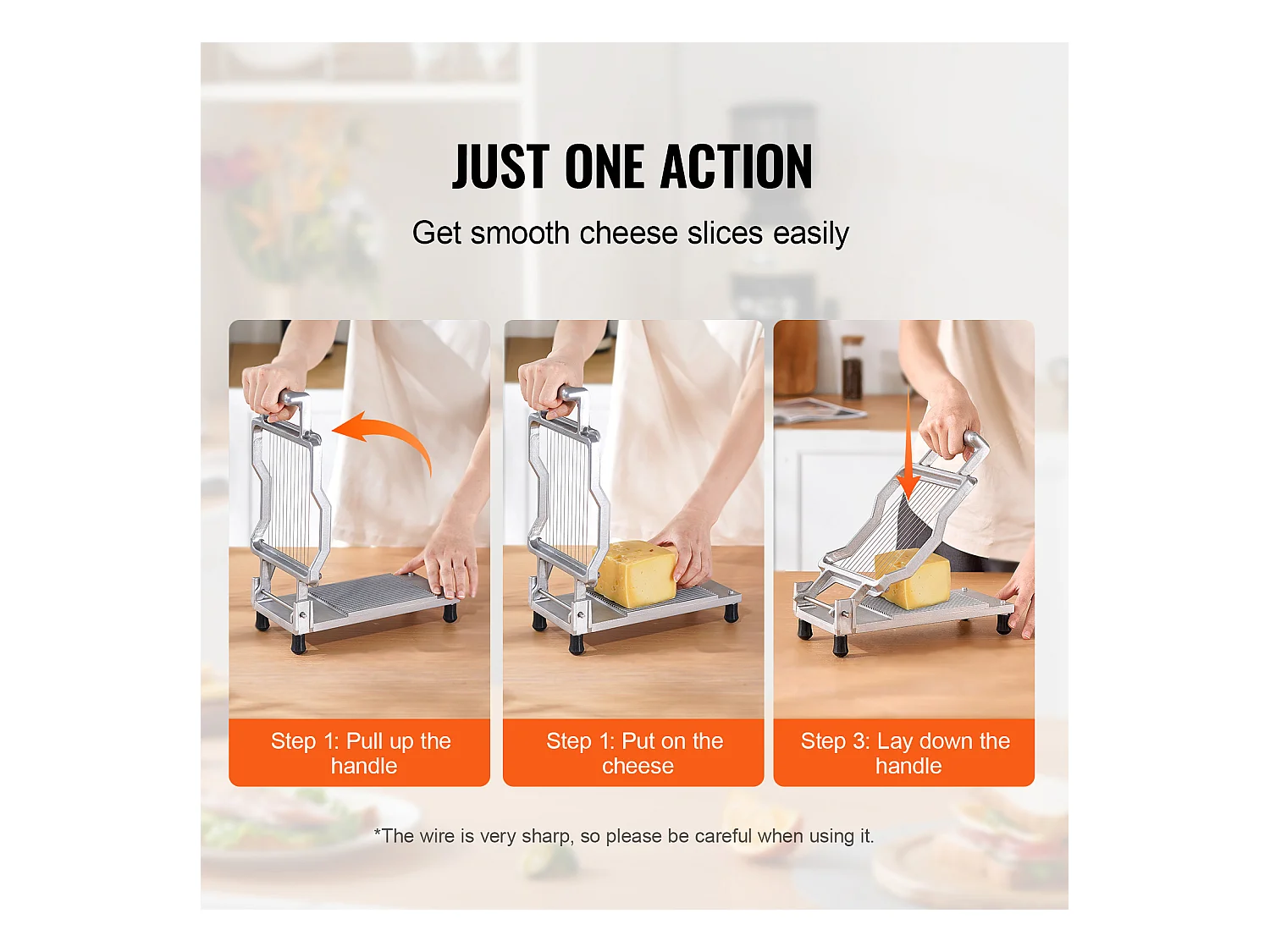 Trancheuse SucceBuy Coupe-Fromage 1cm et 2 cm, Fil, Fromage, Cuisine, 0 V, Alliage d'Aluminium, Argent