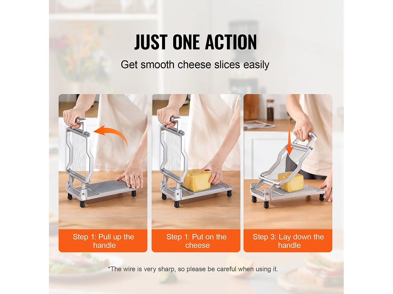 Trancheuse SucceBuy Coupe-Fromage 1cm et 2 cm, Fil, Fromage, Cuisine, 0 V, Alliage d'Aluminium, Argent