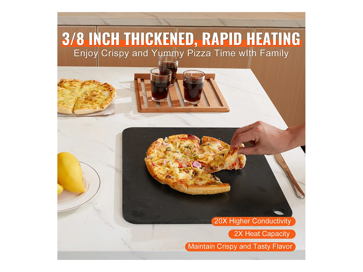 Pierre à Pizza, SucceBuy Pierre à Pizza Pré-assaisonnée 40,6 × 36,8 × 1 cm