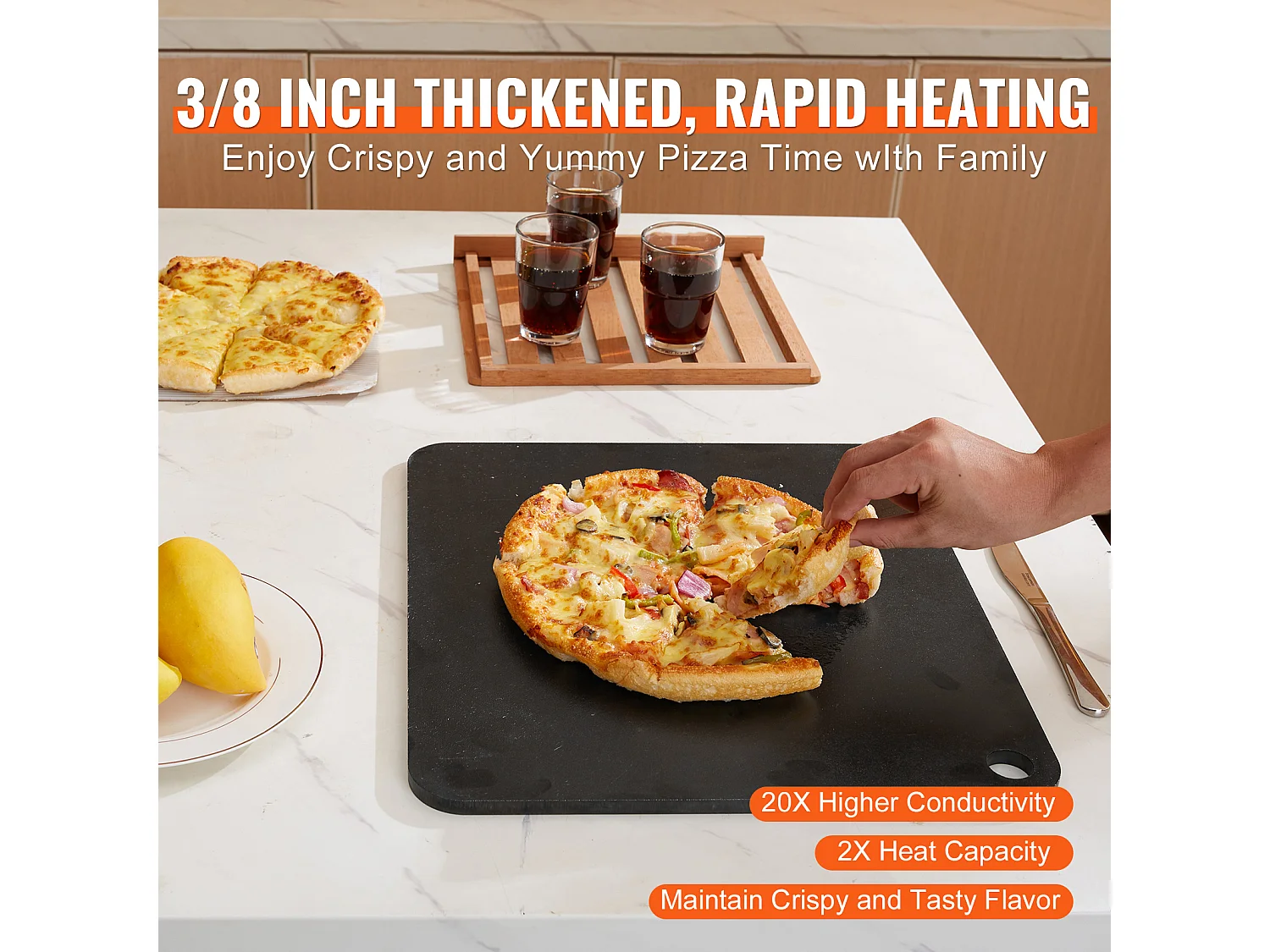 Pierre à Pizza, SucceBuy Pierre à Pizza Pré-assaisonnée 40,6 × 36,8 × 1 cm