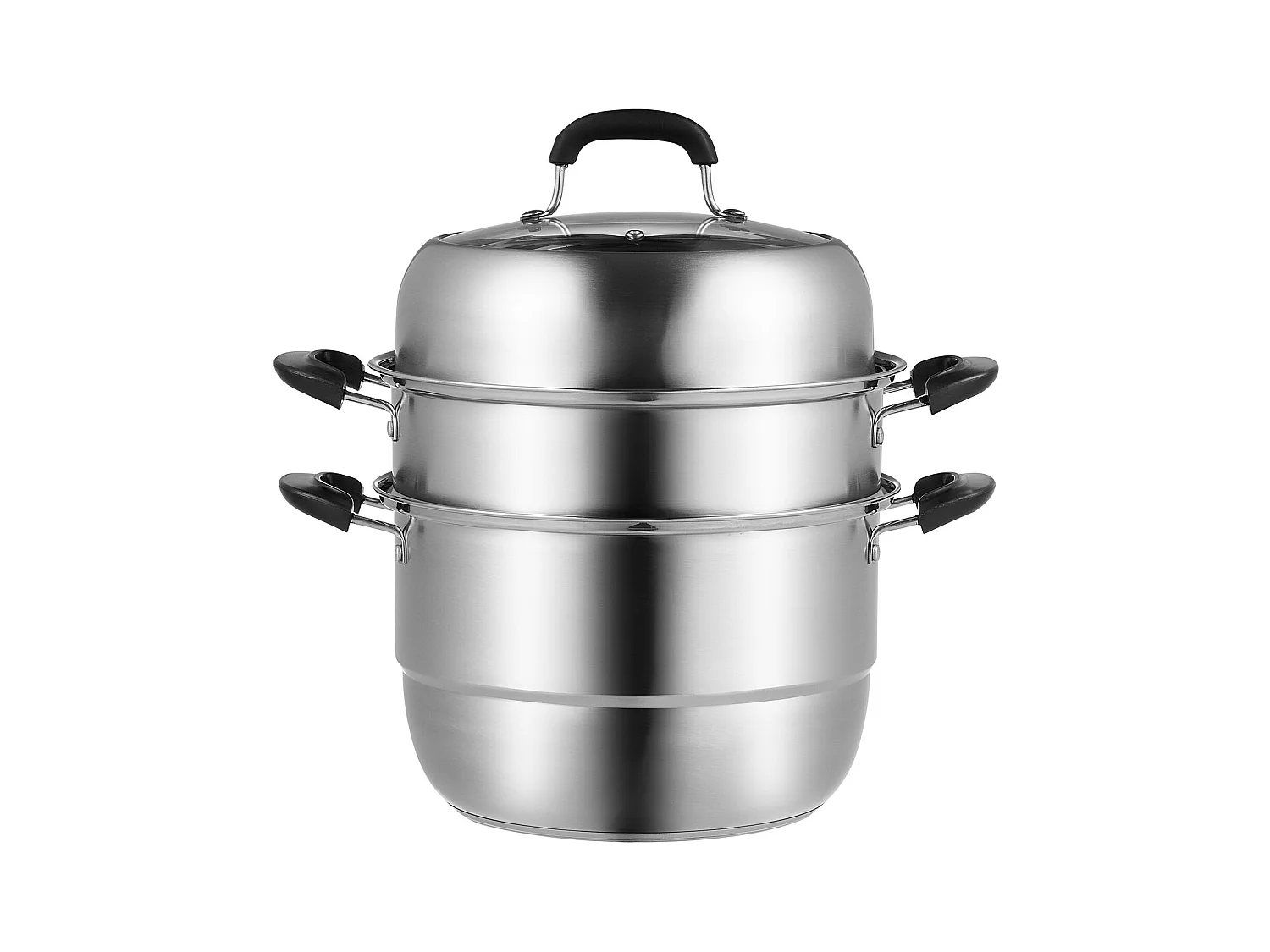 Cozinhador SucceBuy Panela a Vapor de 3 Níveis 28 cm, Panela de 8L com Cesto a Vapor para Legumes e 2 Tabuleiros - Cozinhar Saudável e Eficiente