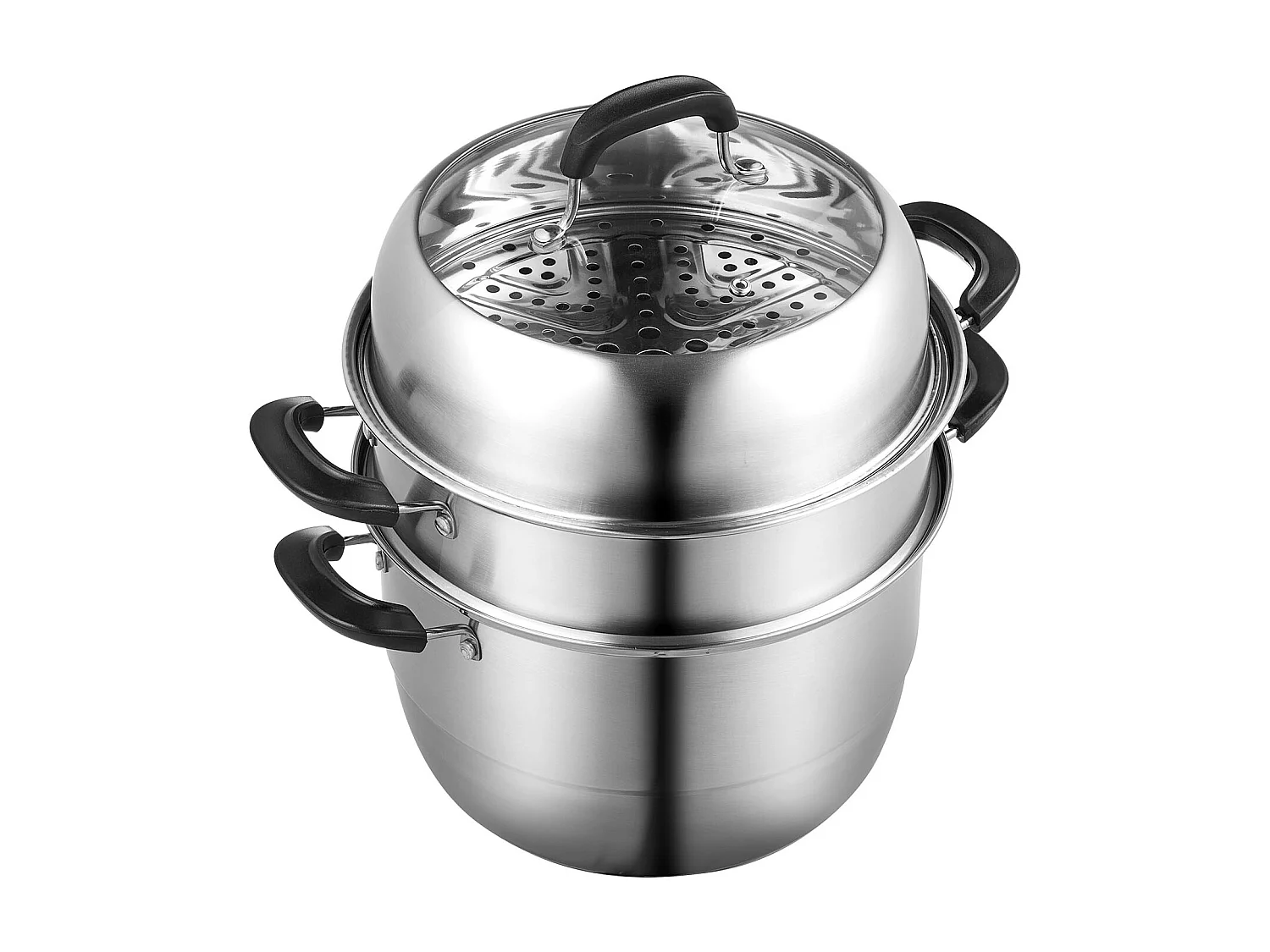 Dampfgarer SucceBuy Dampfgarer-Topf mit 3 Ebenen 28 cm, 8L Topf mit Dampfeinsatz für Gemüse und 2 Tabletts - Gesundes und Effizientes Kochen