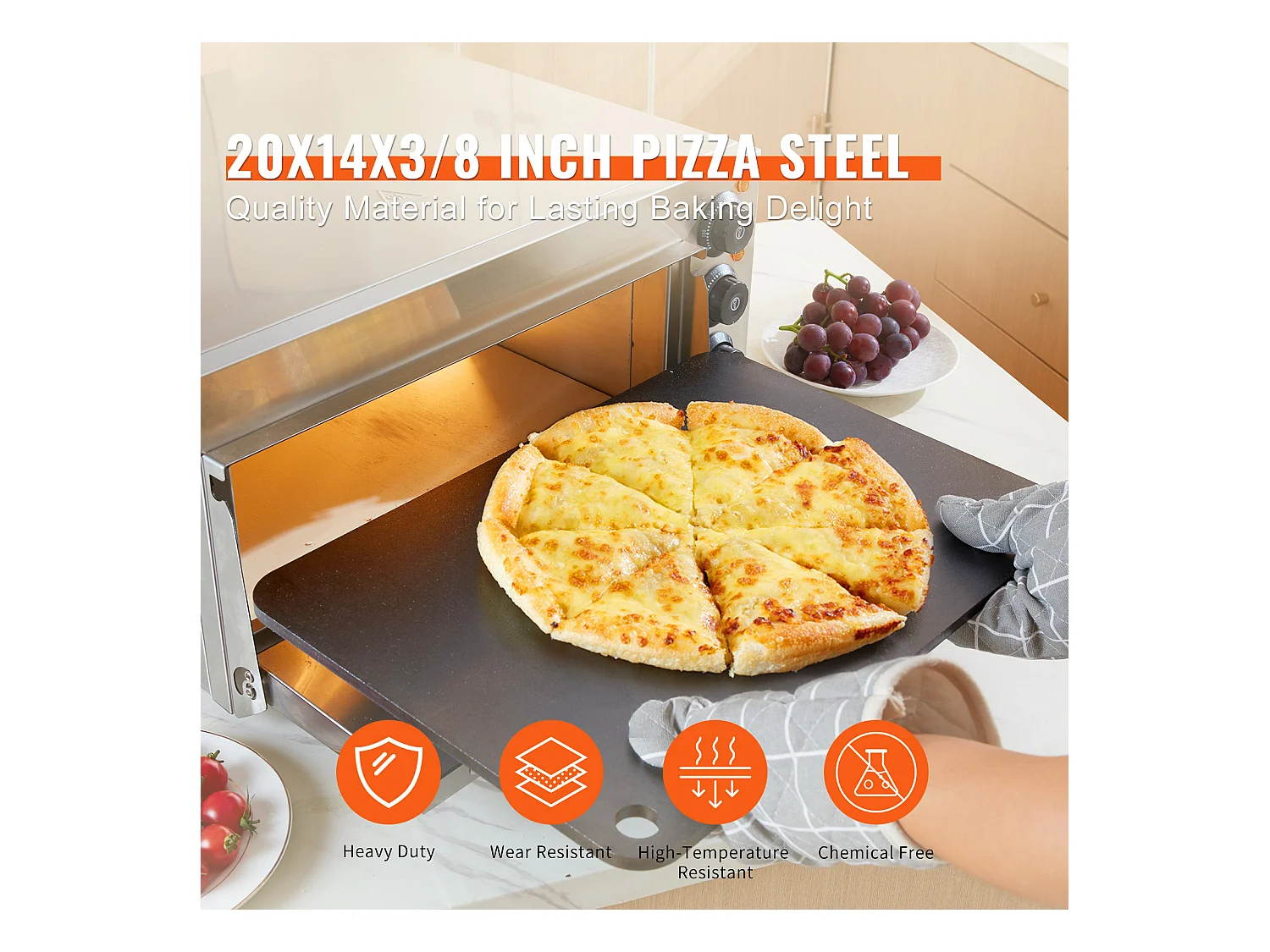 Pierre à Pizza, SucceBuy Acier à Pizza en Acier au Carbone Pré-assaisonné 50.8 x 35.5 x 1 cm
