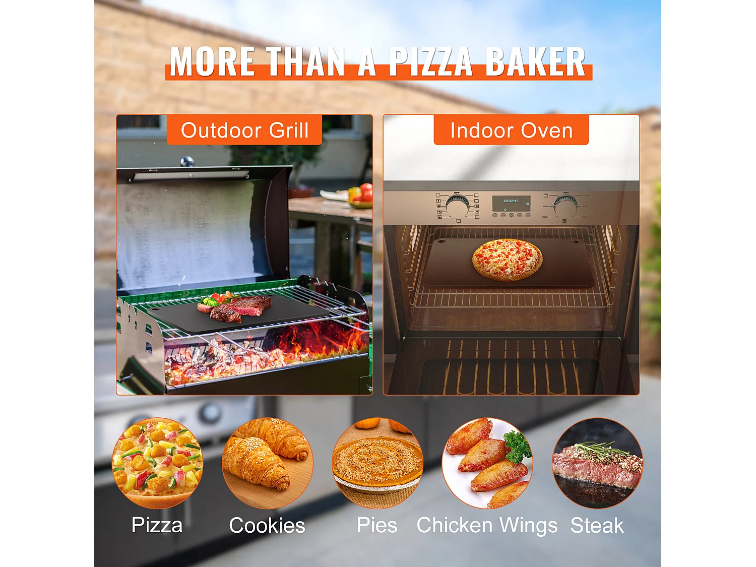 Pierre à Pizza, SucceBuy Acier à Pizza en Acier au Carbone Pré-assaisonné 50.8 x 35.5 x 1 cm