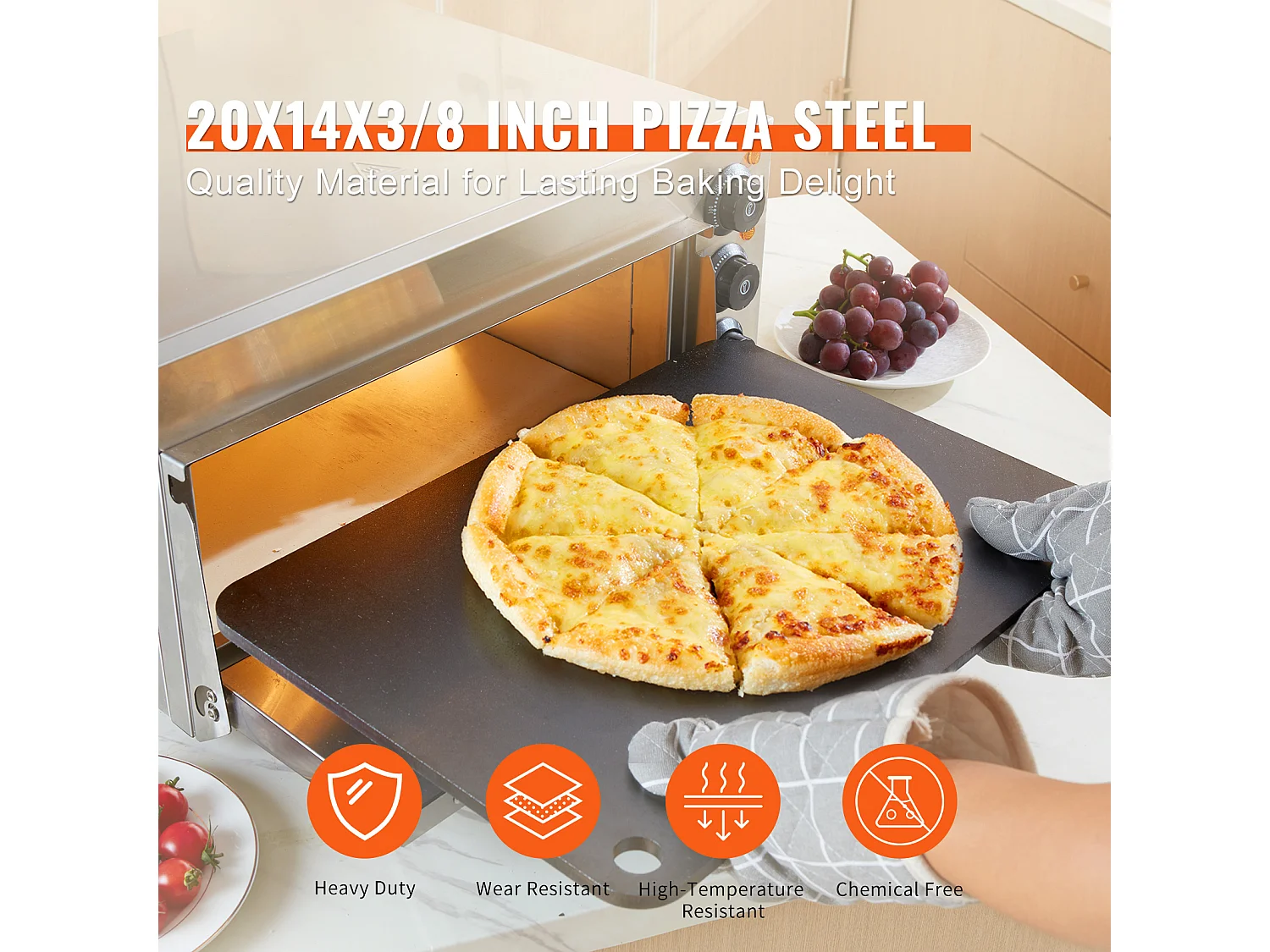 Pierre à Pizza, SucceBuy Acier à Pizza en Acier au Carbone Pré-assaisonné 50.8 x 35.5 x 1 cm