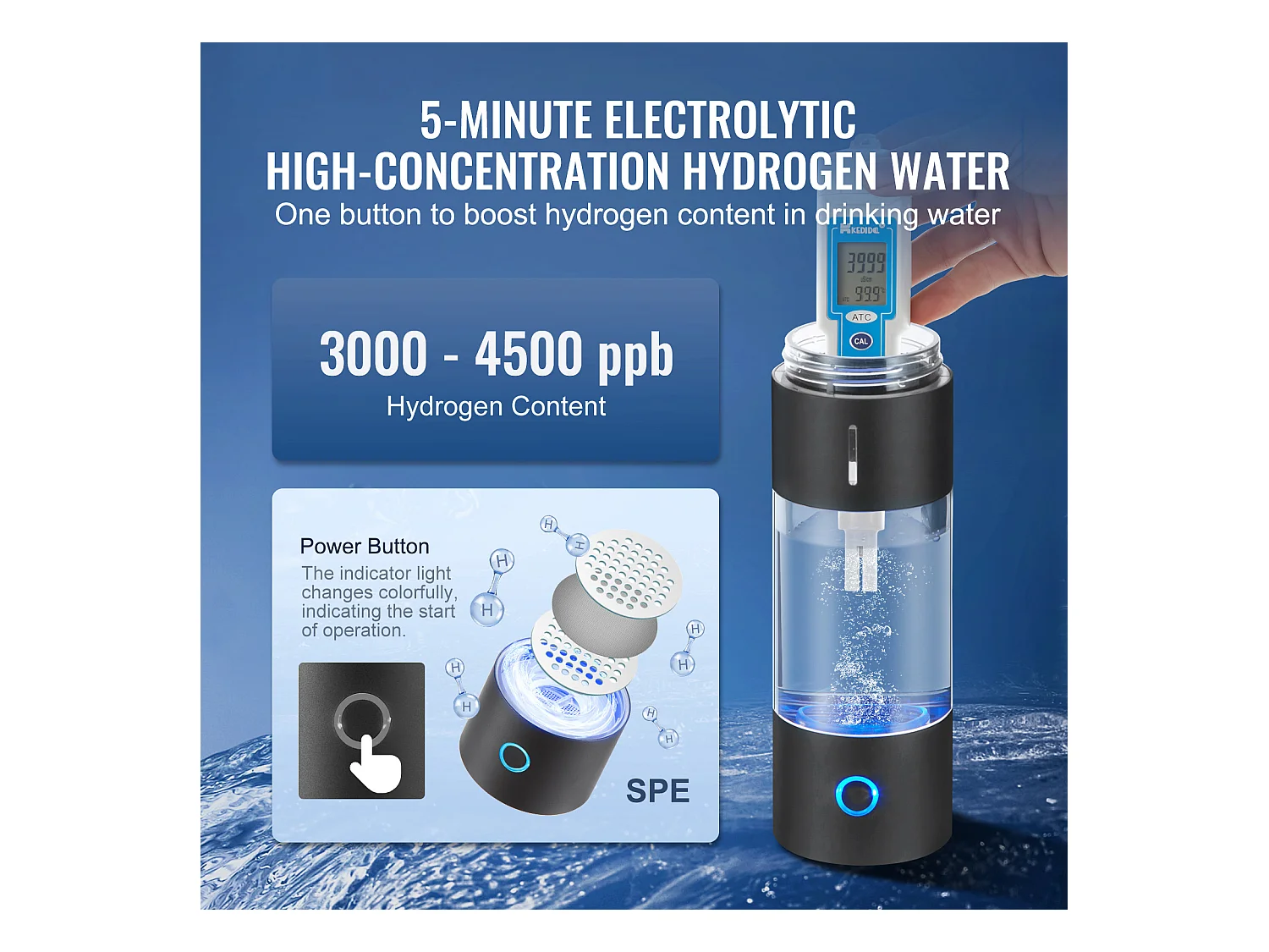 Gobelet à Eau Hydrogène SucceBuy 230 ml, Inhalation Nasale, Nettoyage Automatique Fonction