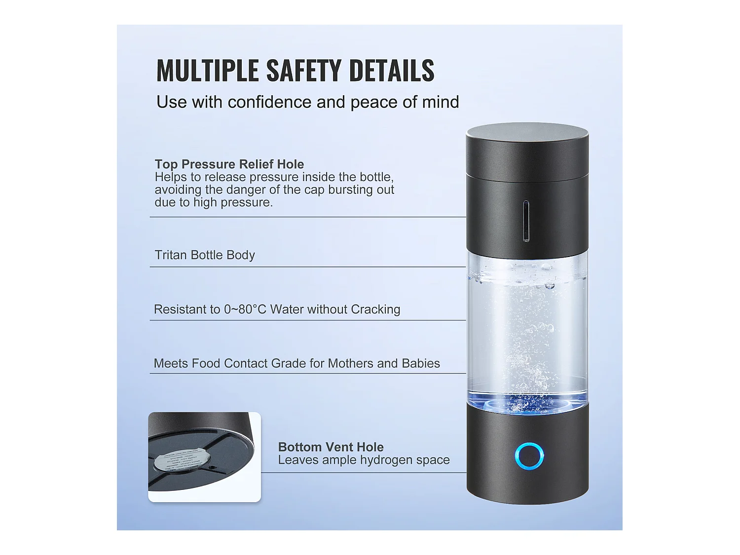 Gobelet à Eau Hydrogène SucceBuy 230 ml, Inhalation Nasale, Nettoyage Automatique Fonction