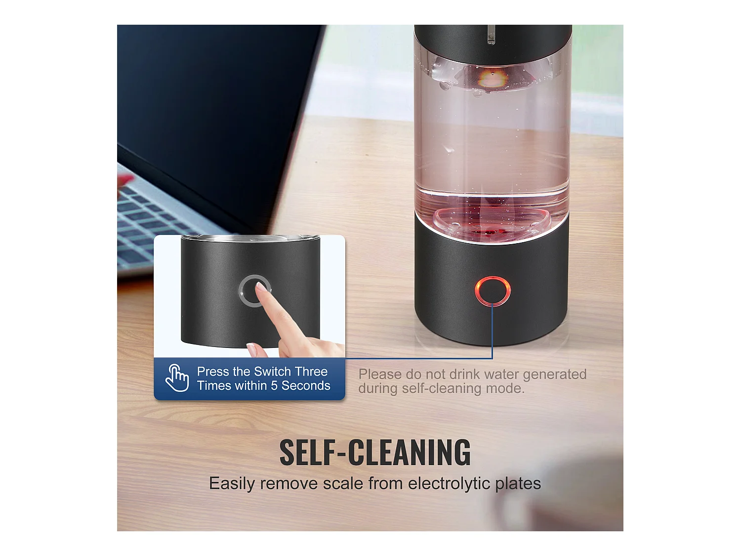 Gobelet à Eau Hydrogène SucceBuy 230 ml, Inhalation Nasale, Nettoyage Automatique Fonction