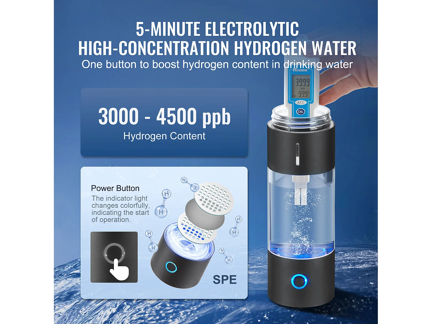 Gobelet à Eau Hydrogène SucceBuy 230 ml, Inhalation Nasale, Nettoyage Automatique Fonction