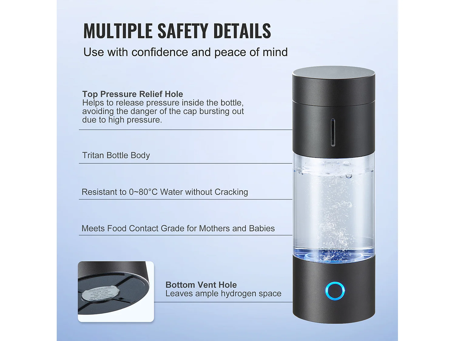 Gobelet à Eau Hydrogène SucceBuy 230 ml, Inhalation Nasale, Nettoyage Automatique Fonction