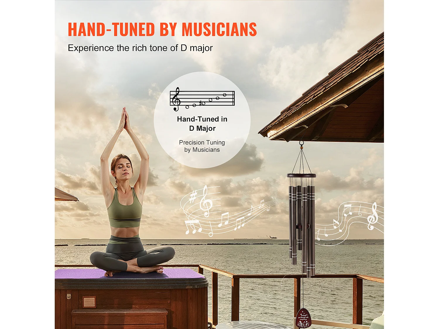 Aluminium Windgong SucceBuy, 1067 mm, voor buiten, Herdenkingsontwerp in diepe tinten