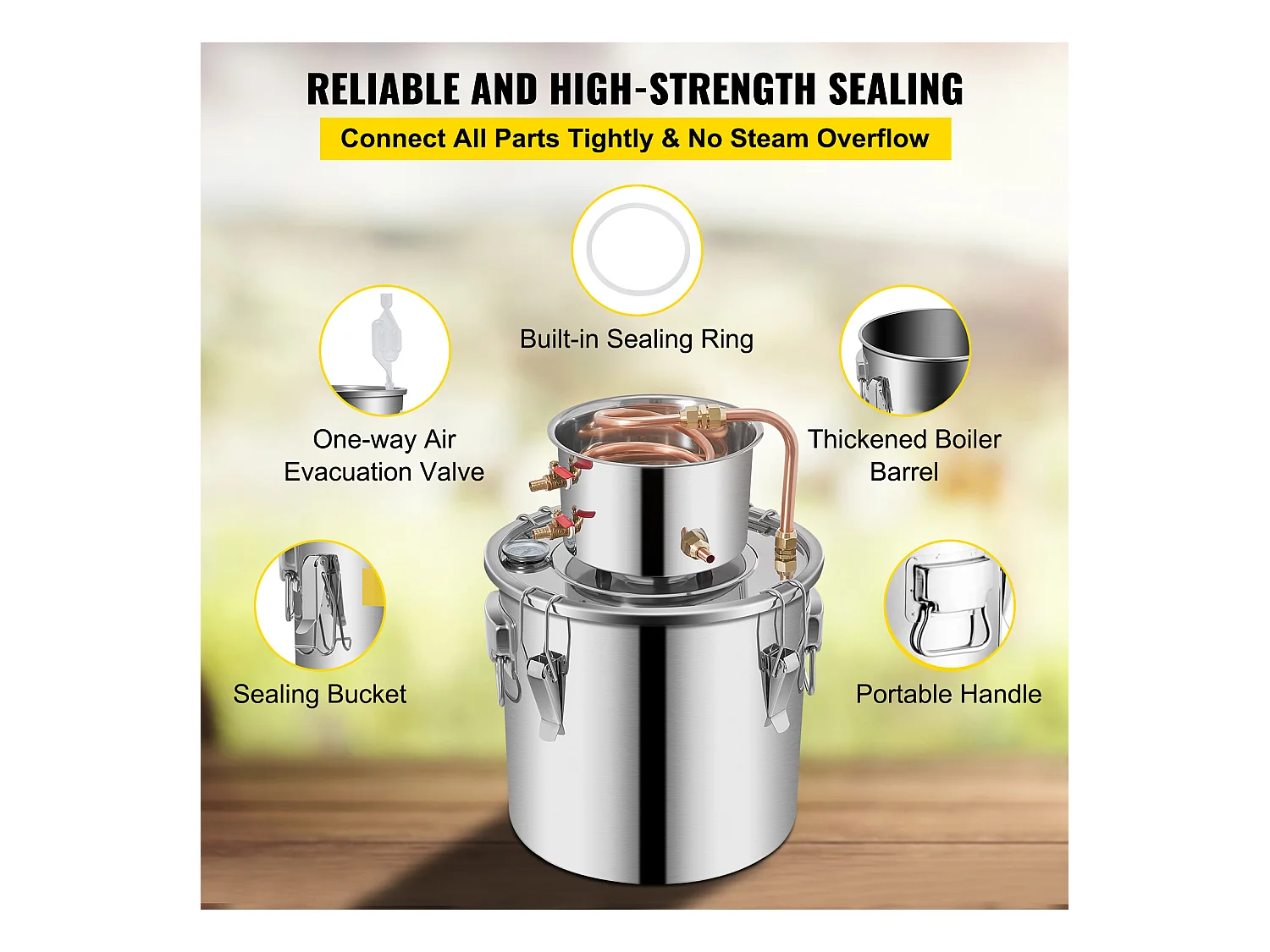 Distillateur d'Alcool SucceBuy 12.5 L, Moonshine Still Kit, Distillerie de Whisky avec Pompe à Eau