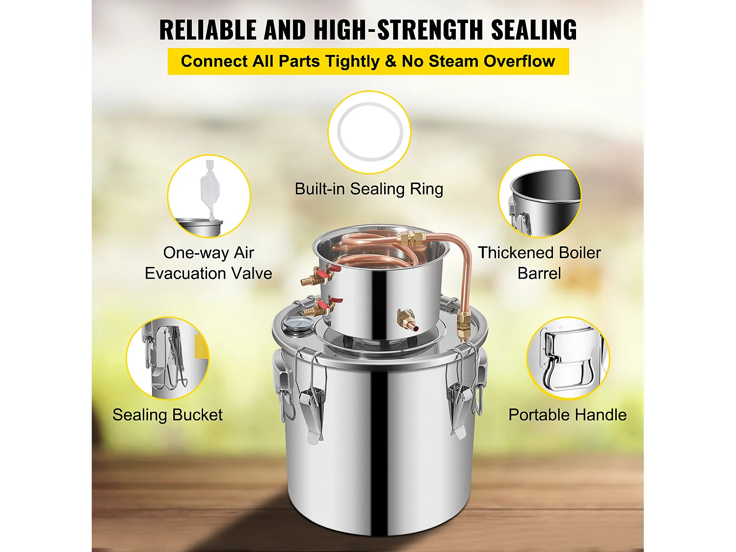 Distillateur d'Alcool SucceBuy 12.5 L, Moonshine Still Kit, Distillerie de Whisky avec Pompe à Eau