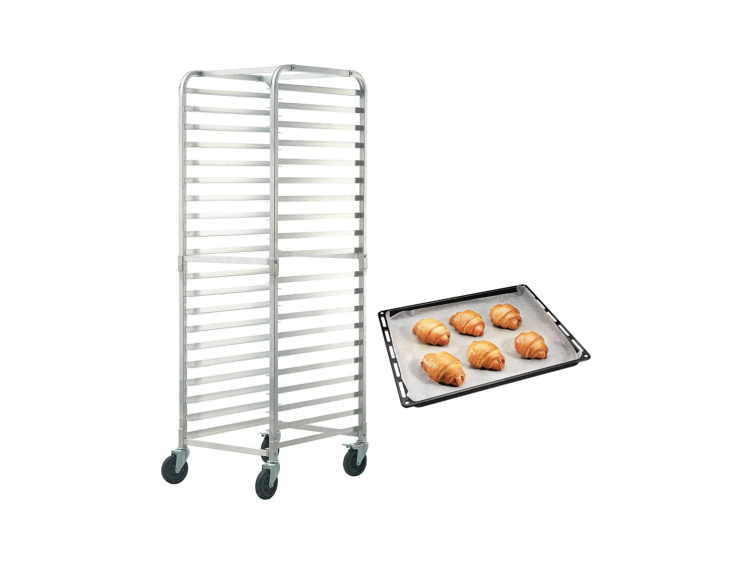 Steun SucceBuy voor Commerciële Brood voor 20 Bladen, Keukengrillen van Aluminium met Remwielen