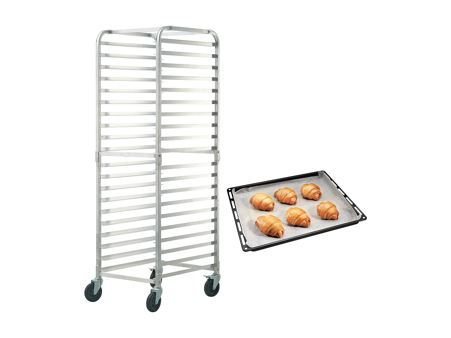 Steun SucceBuy voor Commerciële Brood voor 20 Bladen, Keukengrillen van Aluminium met Remwielen