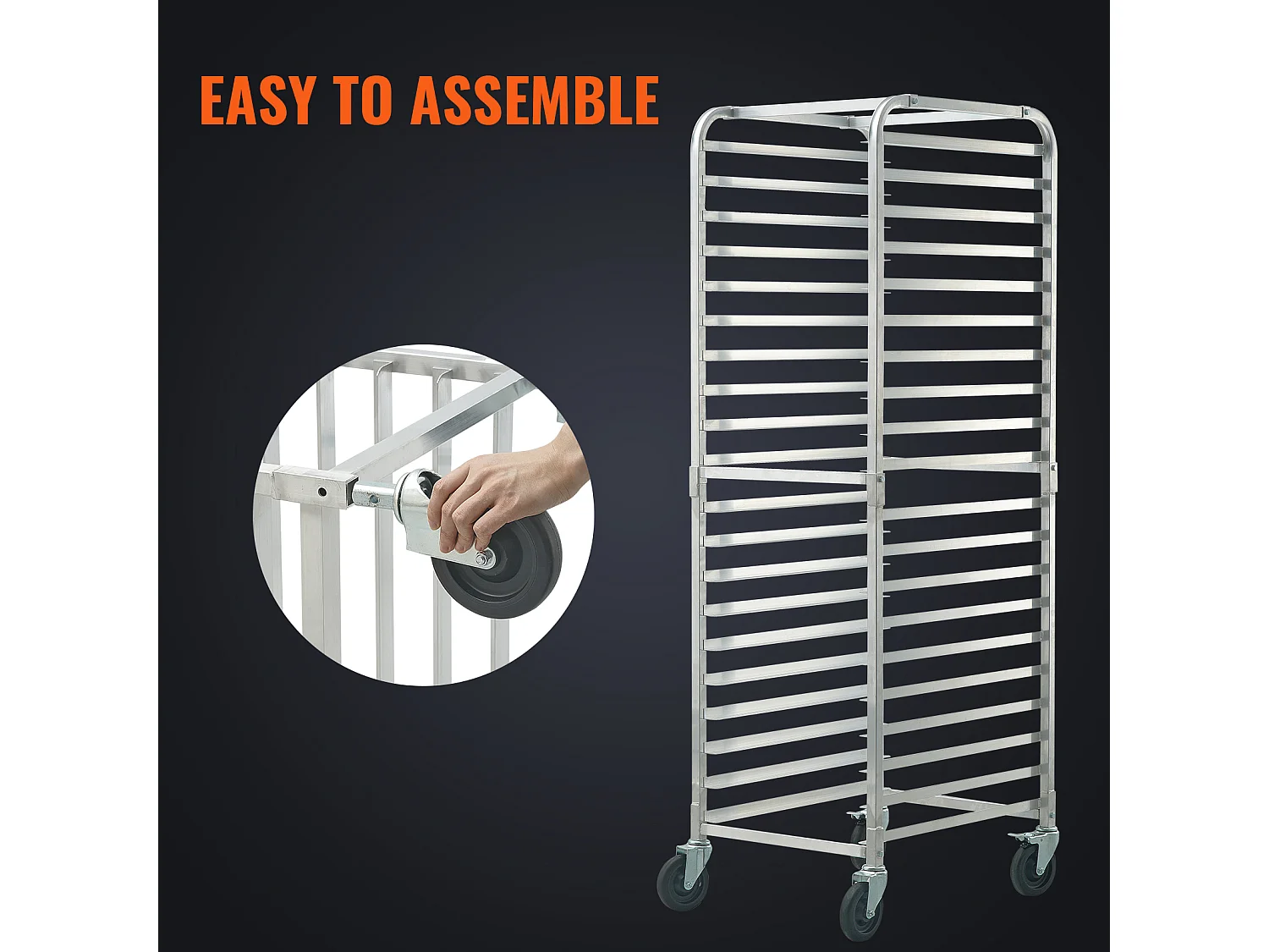 Steun SucceBuy voor Commerciële Brood voor 20 Bladen, Keukengrillen van Aluminium met Remwielen