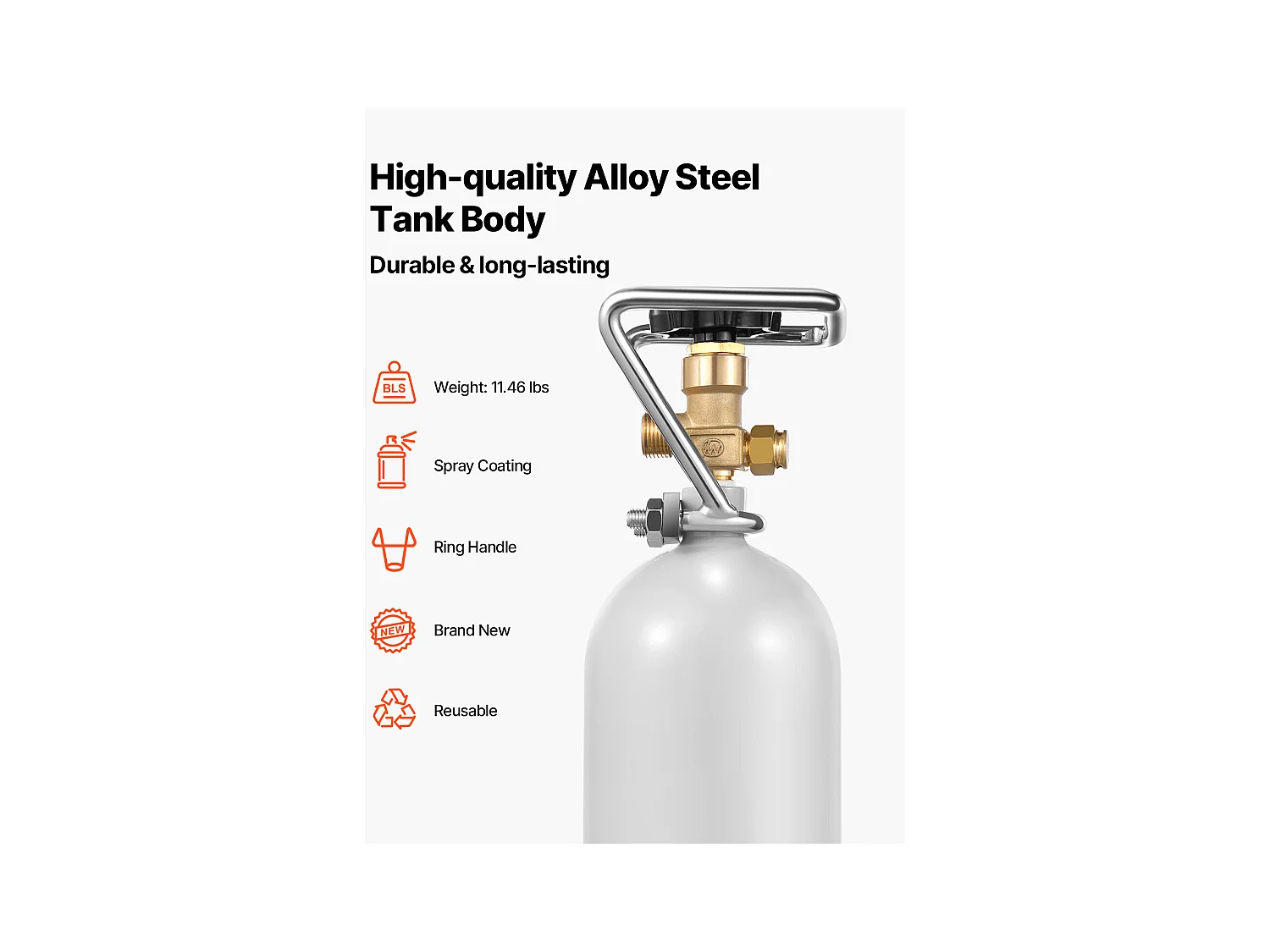 Bouteille de CO2 SucceBuy - Cylindre en Alliage d'Aluminium de 2 kg avec Valve DIN 477, Homologué TUV