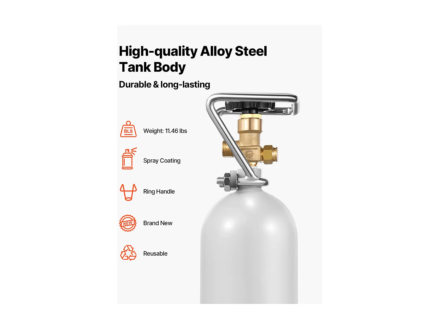 Bouteille de CO2 SucceBuy - Cylindre en Alliage d'Aluminium de 2 kg avec Valve DIN 477, Homologué TUV