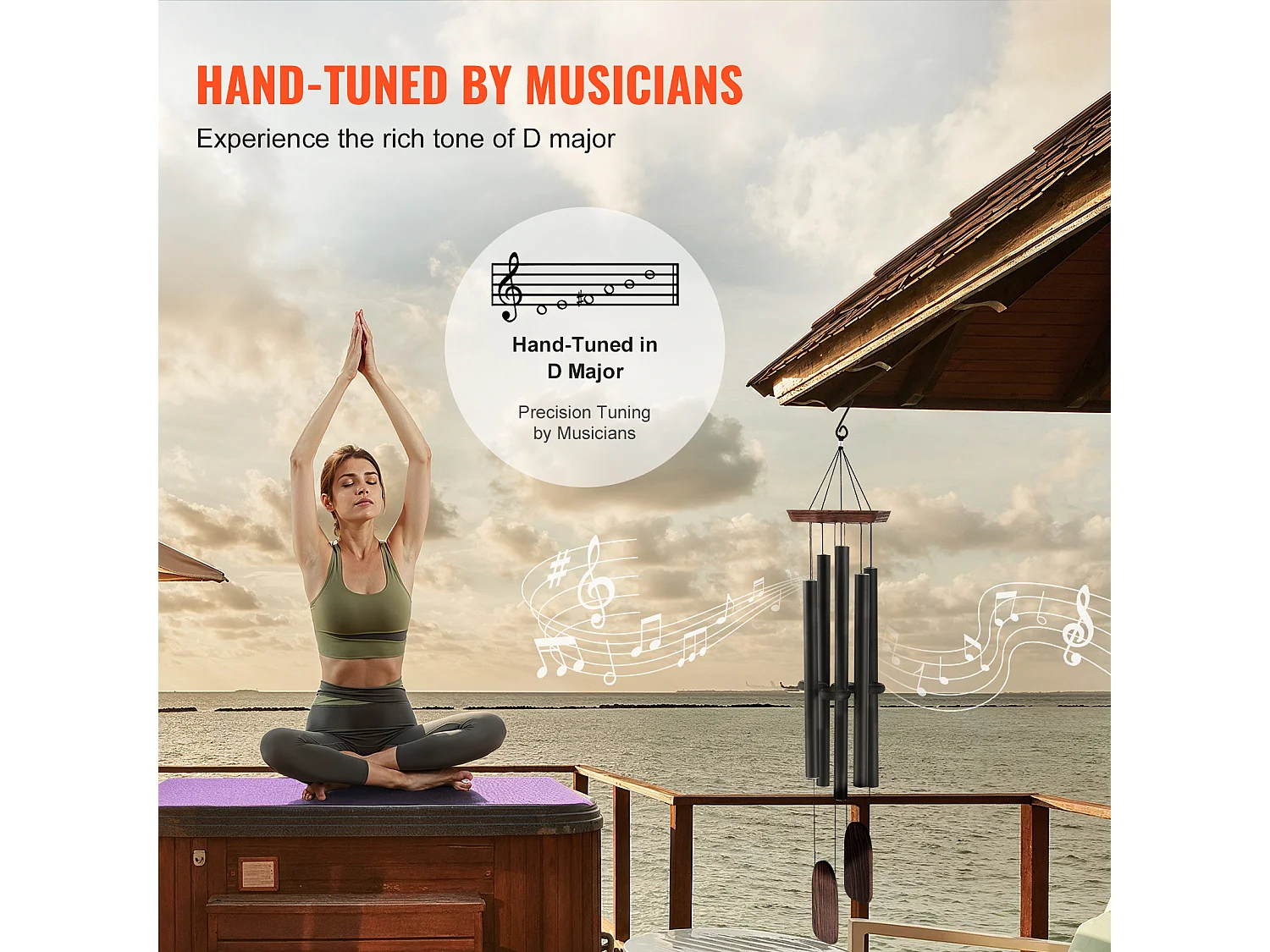 Carillon à Vent en Aluminium SucceBuy, 1220 mm, pour l'Extérieur, Design Commémoratif aux Tons Profonds