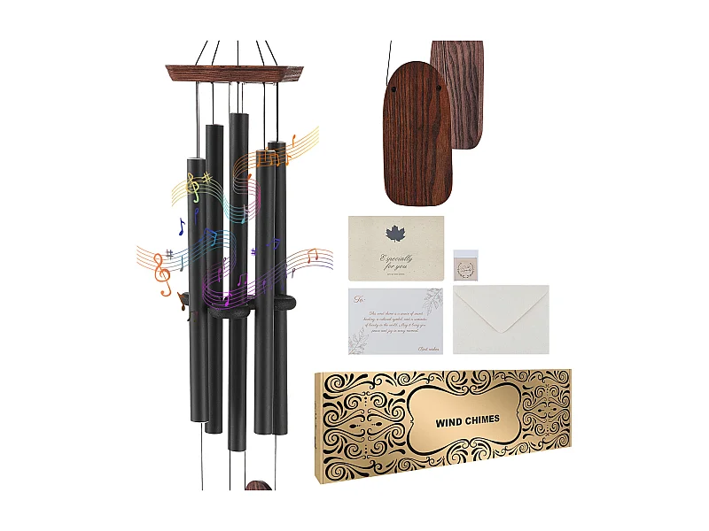 Aluminiowy Dzwonek Wiatrowy SucceBuy, 1220 mm, do użytku na zewnątrz, Pamiątkowy Wzór w Głębokich Odcieniach