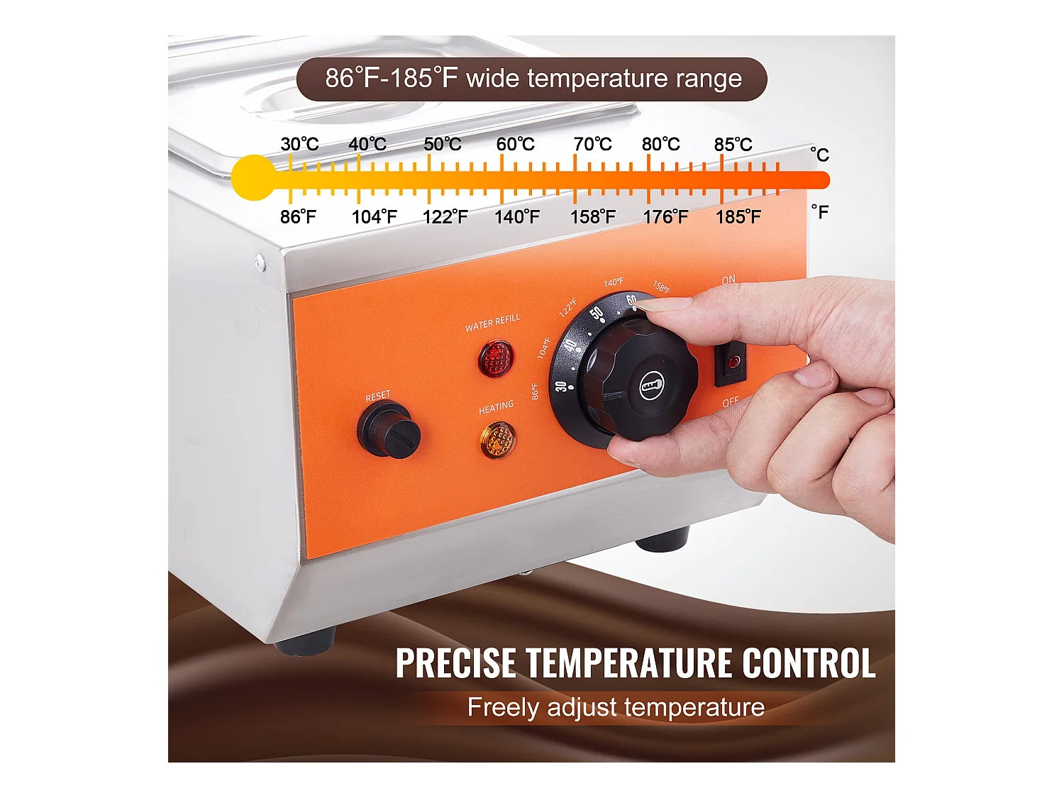 Machine à Tempérer le Chocolat SucceBuy, Réservoir Double de 4 kg, pour Repas à l'Hôtel et Boulangeries Professionnelles