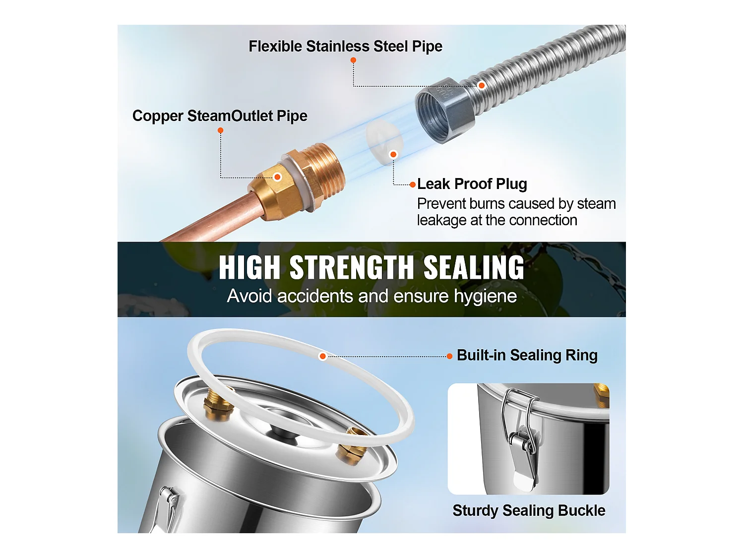 Distillateur d'Alcool SucceBuy, Alambic à Alcool en Acier Inoxydable, Kit de Distillateur à Double Condensateur, 50 L