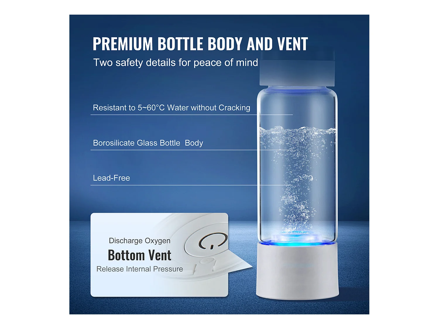 Gobelet à Eau Hydrogène SucceBuy 380 ml, Inhalation Nasale, Nettoyage Automatique Fonction