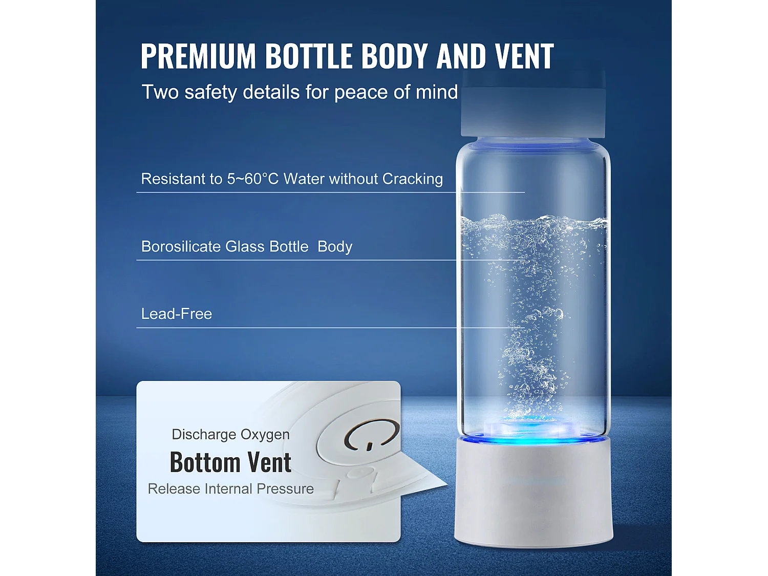 Gobelet à Eau Hydrogène SucceBuy 380 ml, Inhalation Nasale, Nettoyage Automatique Fonction