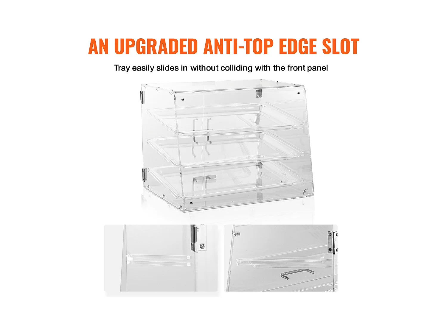 Vitrine SucceBuy de Boulangerie en Acrylique à 3 Niveaux, Vitrine de Comptoir pour Pâtisseries et Beignets, Porte Arrière