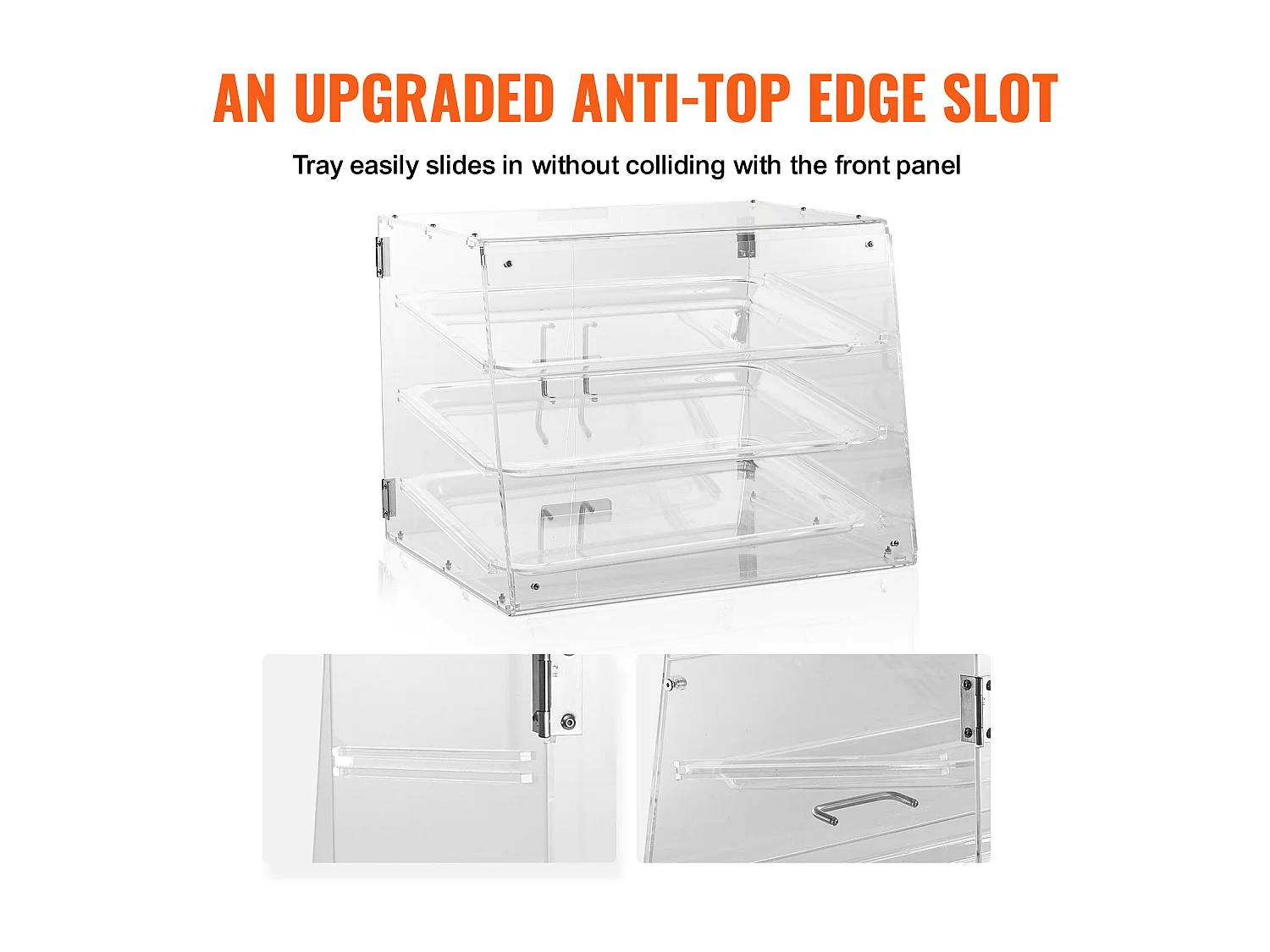 Vitrine SucceBuy de Boulangerie en Acrylique à 3 Niveaux, Vitrine de Comptoir pour Pâtisseries et Beignets, Porte Arrière