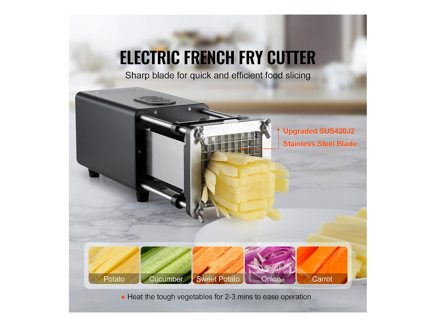Coupe-Frites électrique SucceBuy, un Hachoir Trancheur en Acier Inoxydable pour Pommes de Terre et Légumes