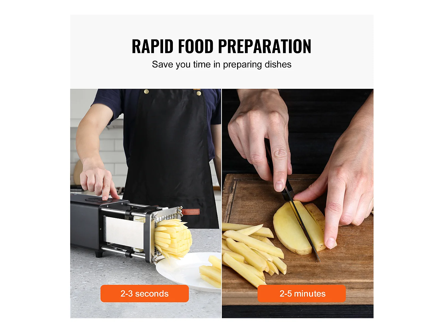 Coupe-Frites électrique SucceBuy, un Hachoir Trancheur en Acier Inoxydable pour Pommes de Terre et Légumes