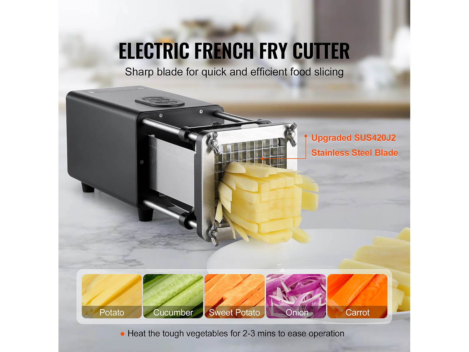 Coupe-Frites électrique SucceBuy, un Hachoir Trancheur en Acier Inoxydable pour Pommes de Terre et Légumes