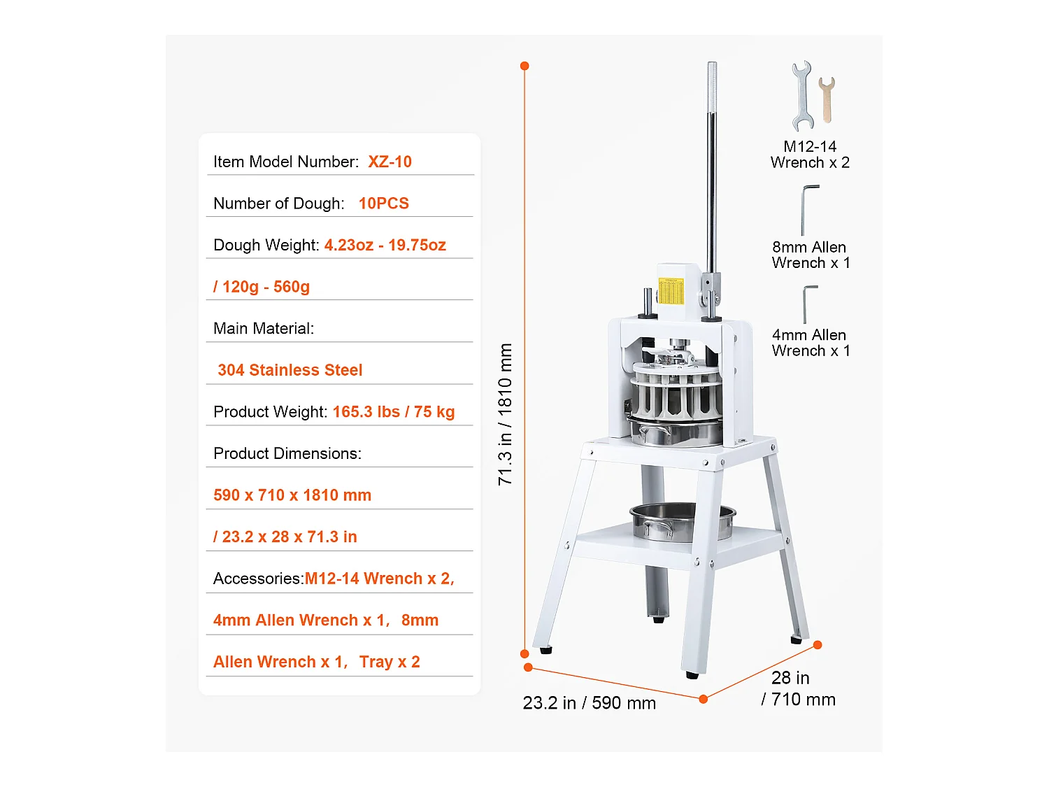 Diviseur SucceBuy de Pâte Manuel, 10 Pièces, Presse Manuel, Parfait pour la Fabrication du Pain de Boulangerie