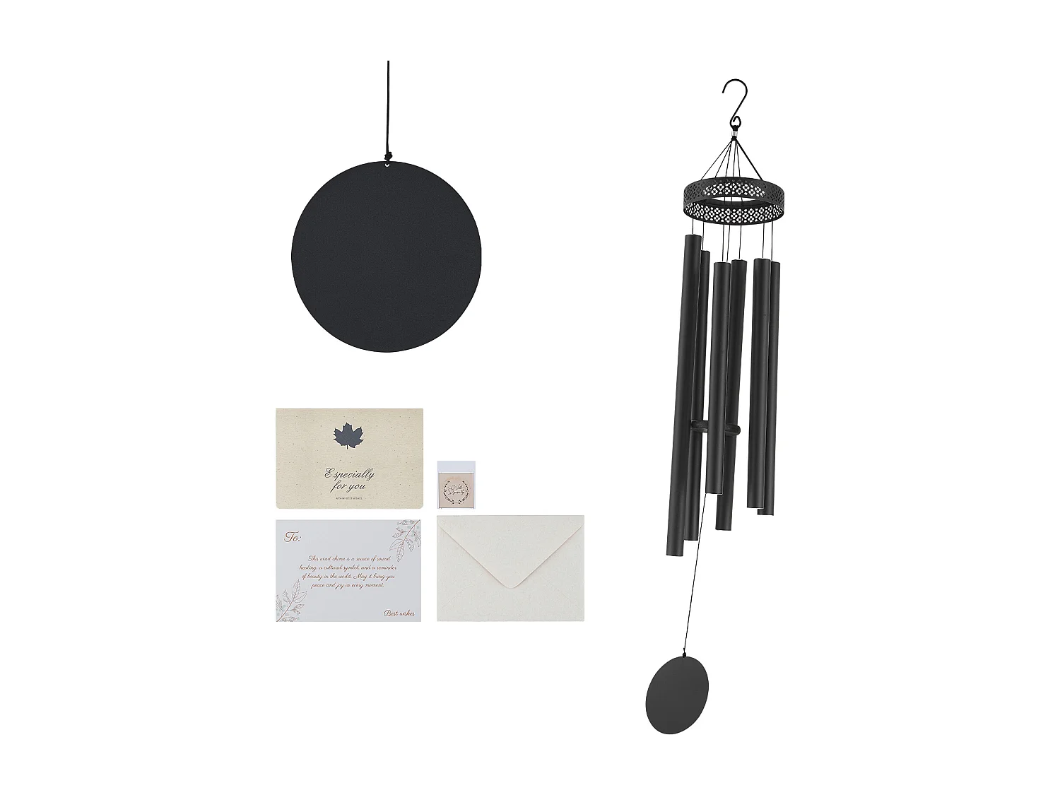 Carillon à Vent en Aluminium SucceBuy, 1473 mm, pour l'Extérieur, Design Commémoratif aux Tons Profonds