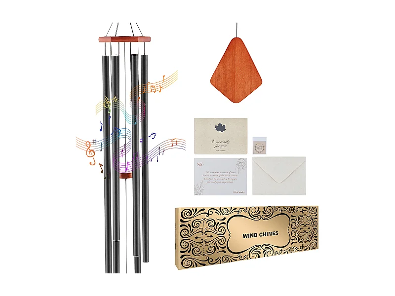 Aluminiowy Dzwonek Wiatrowy SucceBuy, 1524 mm, do użytku na zewnątrz, Pamiątkowy Wzór w Głębokich Odcieniach