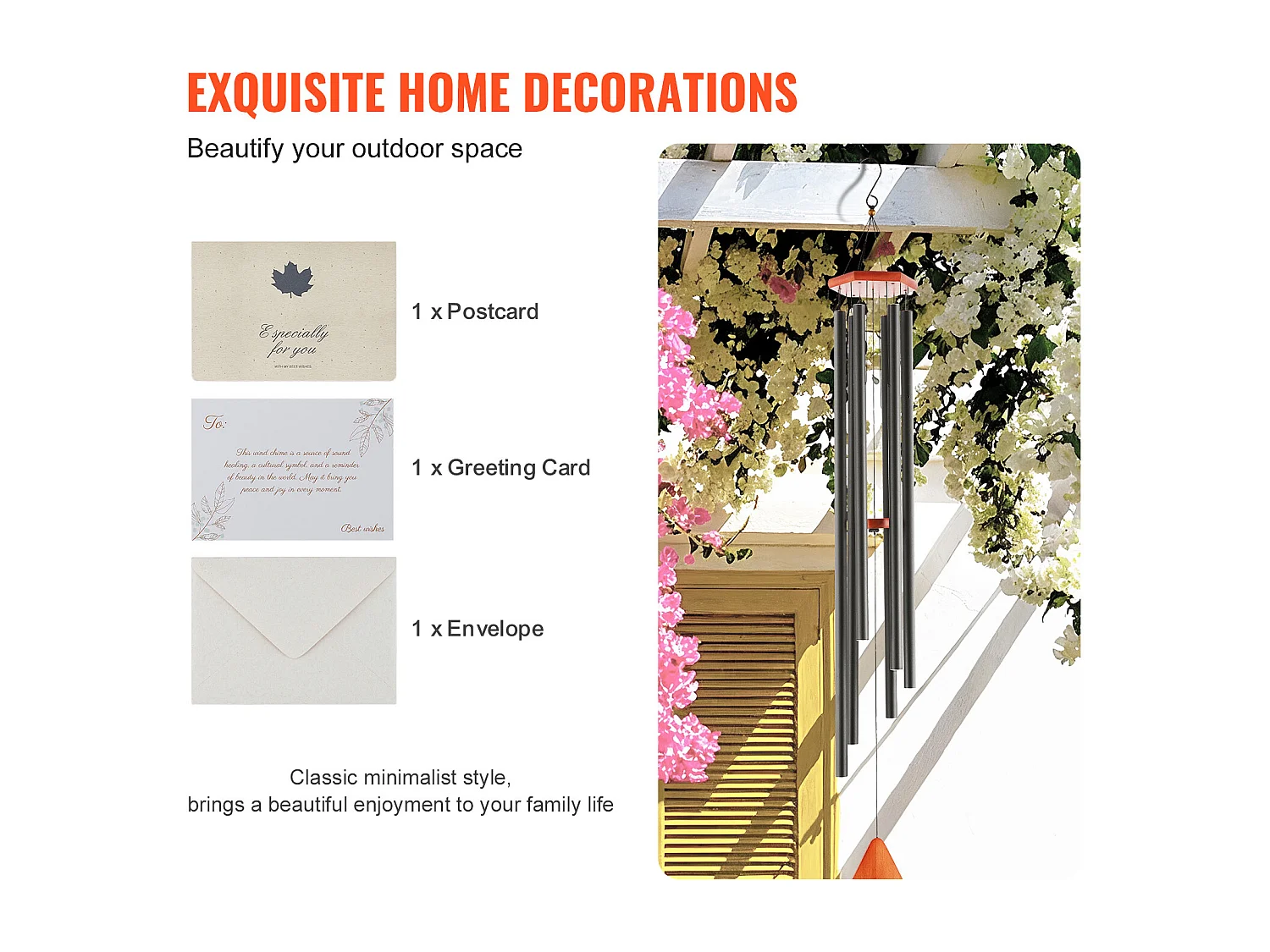 Aluminiowy Dzwonek Wiatrowy SucceBuy, 1524 mm, do użytku na zewnątrz, Pamiątkowy Wzór w Głębokich Odcieniach