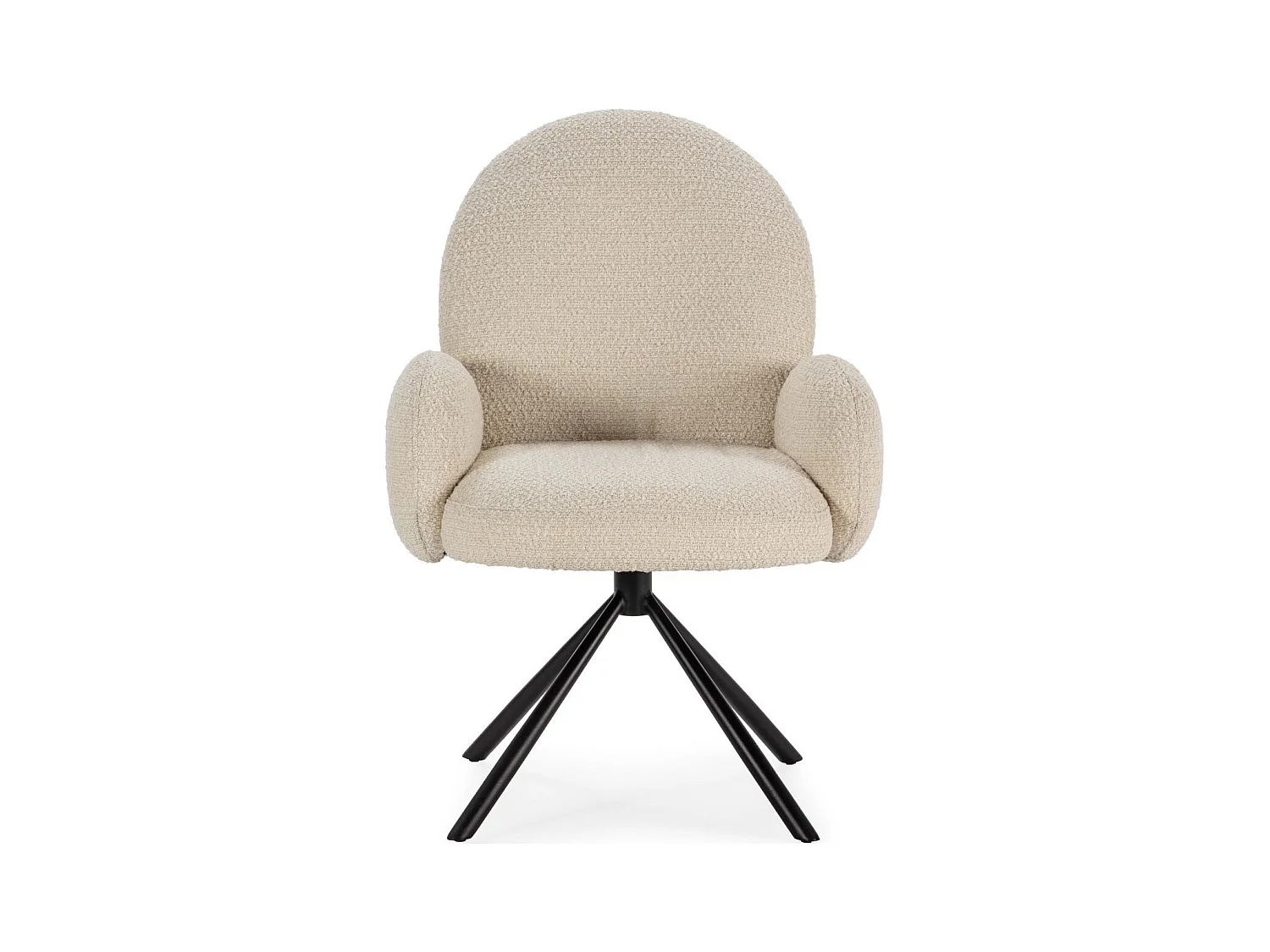 Fauteuil de table pivotant en tissu bouclé blanc - Opaline