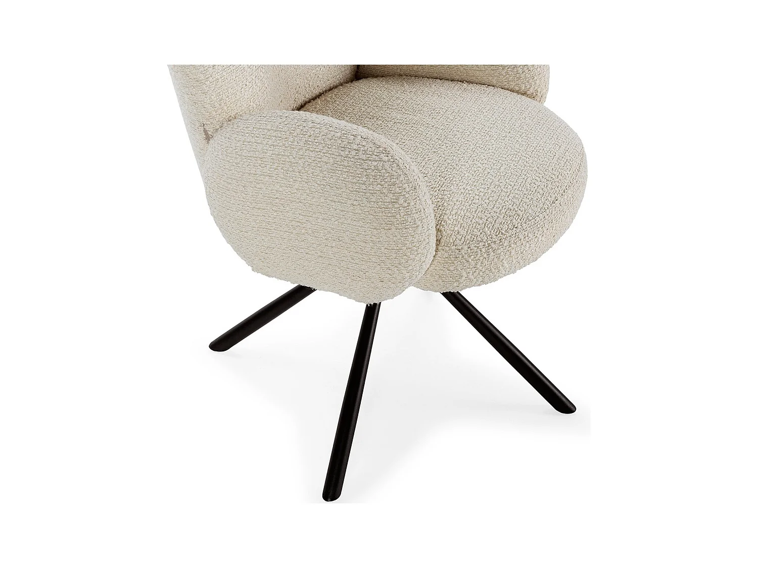 Fauteuil de table pivotant en tissu bouclé blanc - Opaline