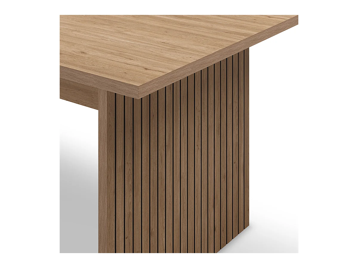 Table à manger, table de repas rectangulaire aspect bois coloris chêne  - Longueur 200 x Profondeur 100 x Hauteur 75 cm