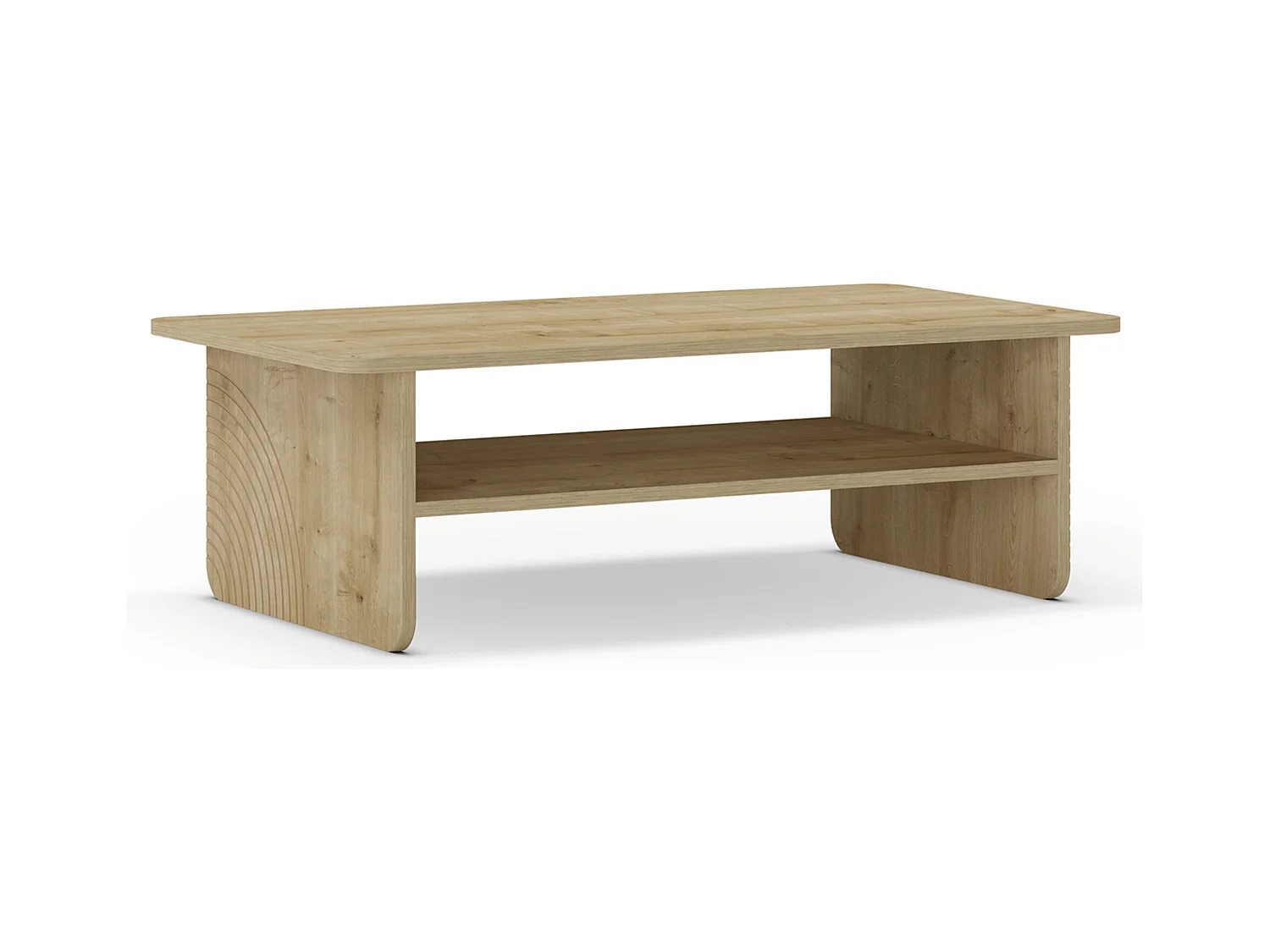 Table basse, table de salon rectangulaire aspect bois coloris chêne - Longueur 110 x Profondeur 60 x Hauteur 35 cm
