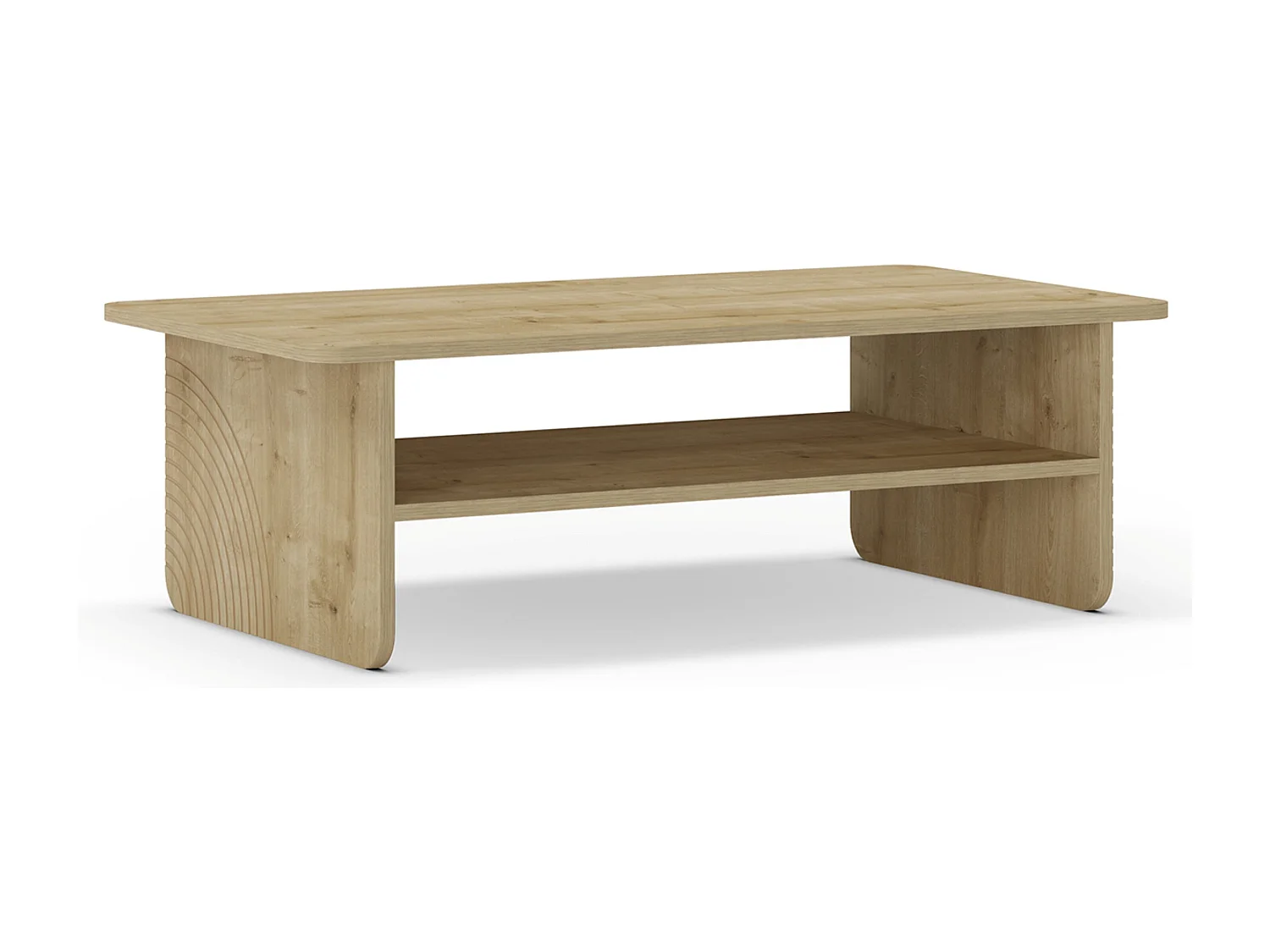 Table basse, table de salon rectangulaire aspect bois coloris chêne - Longueur 110 x Profondeur 60 x Hauteur 35 cm