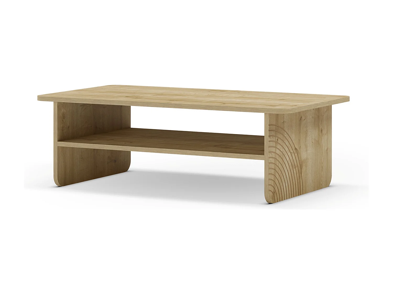 Table basse, table de salon rectangulaire aspect bois coloris chêne - Longueur 110 x Profondeur 60 x Hauteur 35 cm